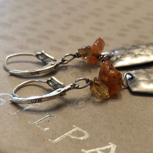 Rare Vintage Silpada Sterling Silver Citrine and Carnelian Stone Earrings W0887 - Picture 12 of 16
